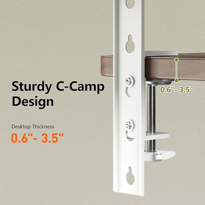 15.7"×7.5" Clamp-on Desk Extender, Monitor and Laptop Riser | Heavy-Duty Side/Top Desk Organizer Shelf, Adjustable Desktop Storage for Office Accessories, Light Wood - Image 4