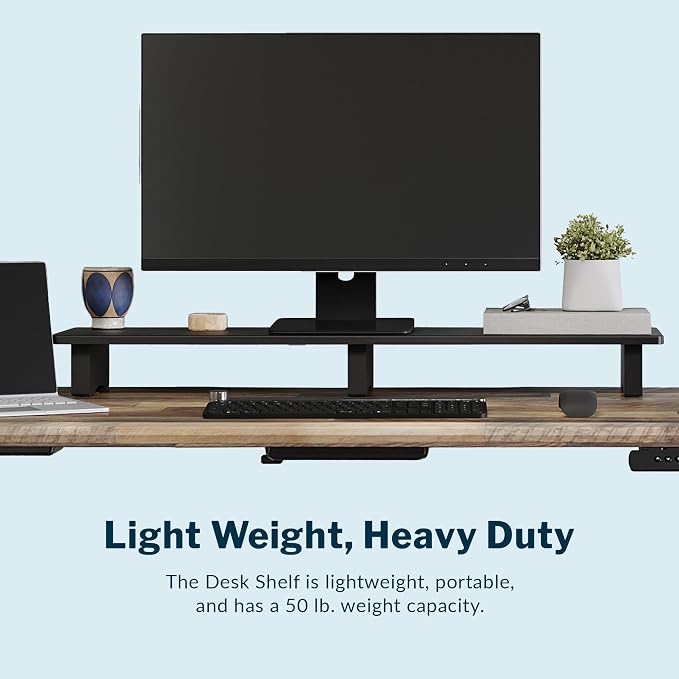 Vari Modern Monitor Riser - Large Dual Monitor Stand - Elevated Desk Shelf for Home Office Organization - Durable and Lightweight - Ideal for Computer and Gaming Setup - Black, 40”x10”x4” - Image 6