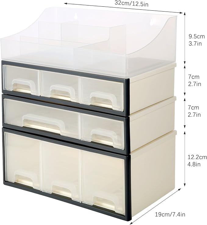 Cosmetic Storage Box - Makeup & Drug Organizer, 4-Piece 8-Drawer, 5-Slot, Transparent - Image 3