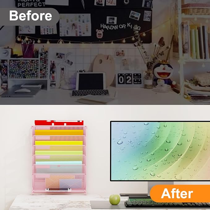 Kuntine.B Wall File Organizer Office Hanging Magazine Holder Wall File Organizer for Office Home - Image 3