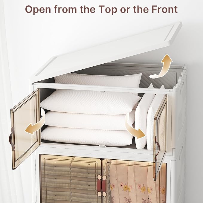 720QT Stackable Storage Bins with Lids, Storage Cabinet with Wheels | Lockable Storage Bins with Clear Doors Heavy Duty Closet Organizer Extra Large Collapsible Plastic Storage Box for Dorm Home - Image 6