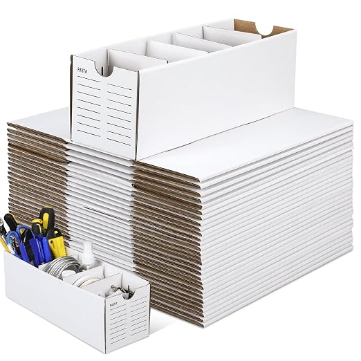 Teenyyou 30 Sets Cardboard Parts Bins Boxes Kraft Cardboard Storage Bins with Dividers for Parts Shelves Stem Project Online Store Inventory Organized(White,12 x 4 x 4 Inches) by Teenyyou