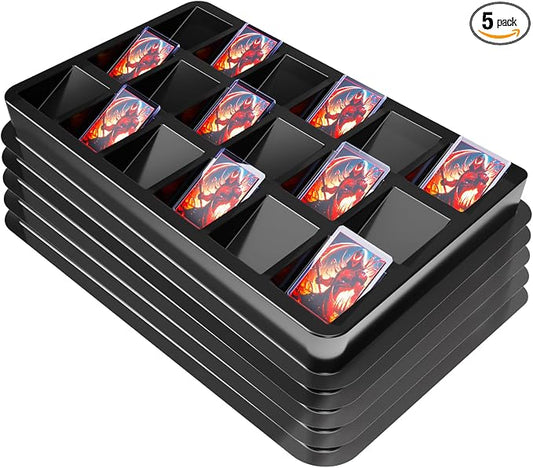 Card Sorting Tray for Toploader – 5ct Stackable Trading Card Organizer Display Case, 18-cell Organize and Sort TCG Cards, Durable and Convenient Storage Solution by Unknown