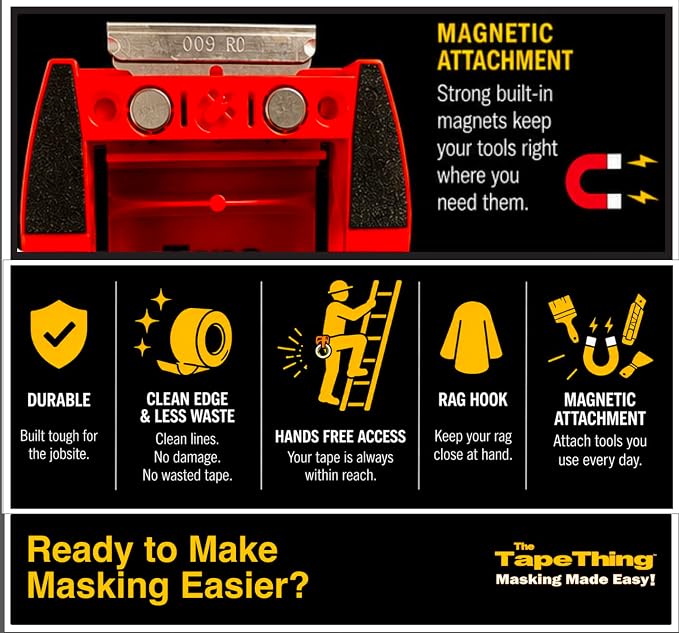 The Tape Caddy Super Pack Wearable Magnetic Tape Holder Kit for Painters, Holds Multiple Tape Sizes with Cut-N-Roll Attachment - Image 6
