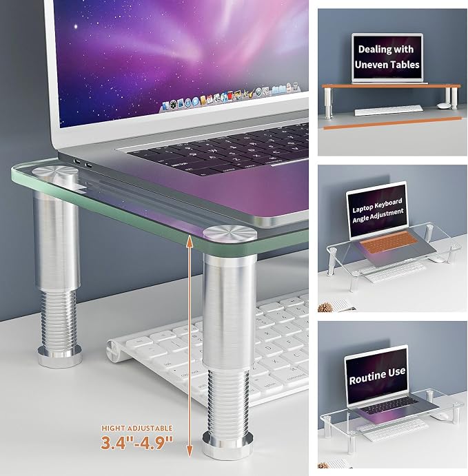 2 Pack Computer Monitor Riser with Height Adjustable Multi Media Desktop Stand for Flat Screen LCD LED TV, Laptop/Notebook/Xbox One,HD01T-201 - Image 2