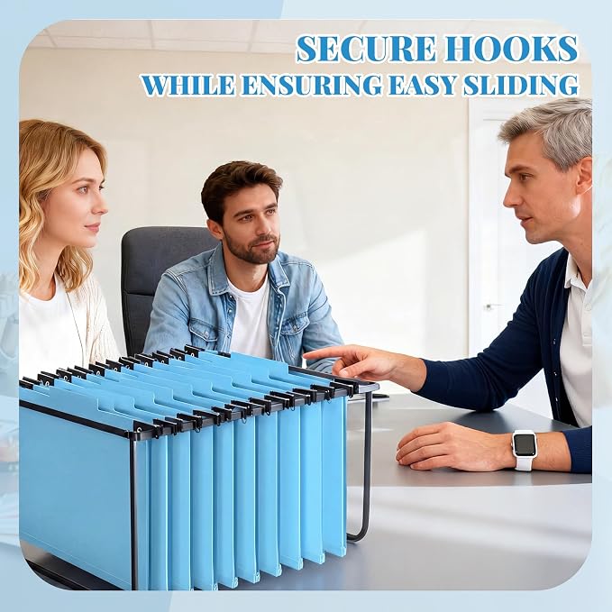 Henoyso 10 Pcs Hanging Classification Folders,2 Pocket Dividers,Light Blue | Letter Size, Hanging File Folders with 2 Pockets, 3" Expansion, 6 Prong Fasteners, 1/3 Tab Cut, 6 Sections, Pressboard Manila - Image 5