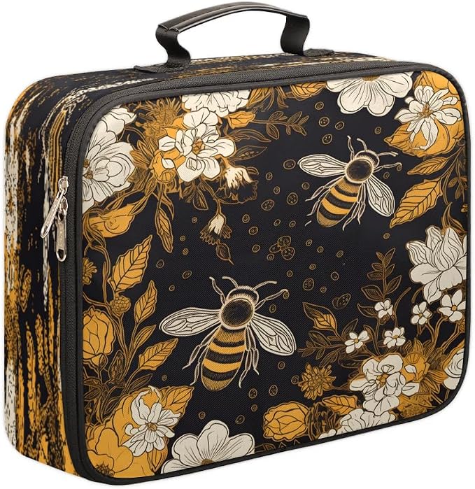 File Organizer Bees Flowers Theme Document Organizer with Handle Portable File Organizer Bag Home Travel Storage Bags for Files Laptop Certificates by Gublec