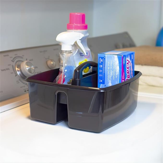 Storex 3-Compartment Small Cleaning Caddy – Multipurpose Supply Organizer with Handle, Black, 6-Pack (00972A06C) - Image 3
