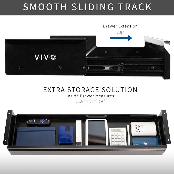 VIVO 33 inch Under Desk Slide Out Drawer without Shell, Home Office Storage Organizer, Black, DESK-AC03A-33B - Image 5