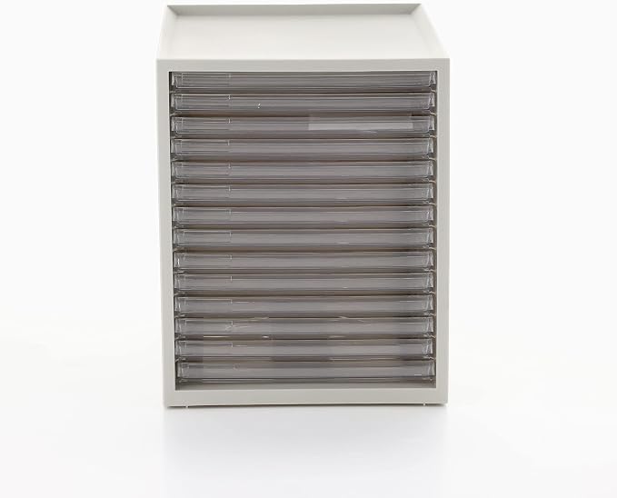 Iris Ohyama LCE-14S Ultra Shallow Type 14 Tiers A4 Letter Case, Stackable Up to 3 Tiers, Index Stickers, Drawer, Office Storage, Desk, Document Case, Storage Case, Envelopes, Clear, Storage, Tabletop, - Image 8