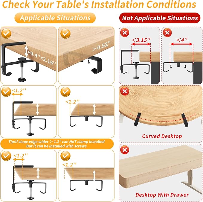 Under Desk Cable Management Tray No Drill,48Inch Cable Management,Black | Clamp and Screw Mount Cable Management Tray, Extra Large Capacity Desk Cable Management, Fabric Wire Management for Office - Image 9