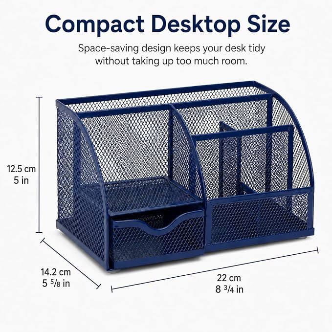 Exerz Desk Organizer/Mesh Desk Tidy/Pen Holder/Multifunctional Organizer EX348 | Compact Desktop Storage For Notes Scissors Clips Rulers Diaries Study Tools And Small Home Essentials - Image 2