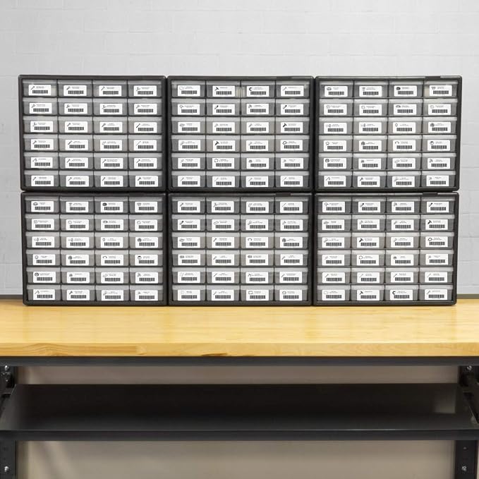 Akro-Mils 24-Drawer Plastic Storage Cabinet, 20"W x 6"D x 16"H, Black | Plastic Cabinet w/ Drawers for Garage Organization, Beads, Building Bricks Storage, Teacher Toolbox, Makeup Organizer, 10724 - Image 9