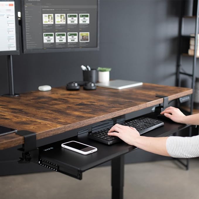 VIVO Black Extra Large 34 x 11 in Under Desk Keyboard Tray, MOUNT-KB15EB | Keyboard Tray for Typing, Slide Out Platform, Extra Sturdy C-Clamp Mount System, Computer Drawer, Black Frame - Image 5