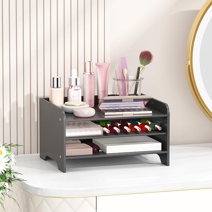 Bamboo File Organizer for Desk, Paper Tray with Pen Holder | Open tiers and a pen holder sort Letter/A4 paper, folders and office supplies while keeping your workspace clutter-free - Image 3