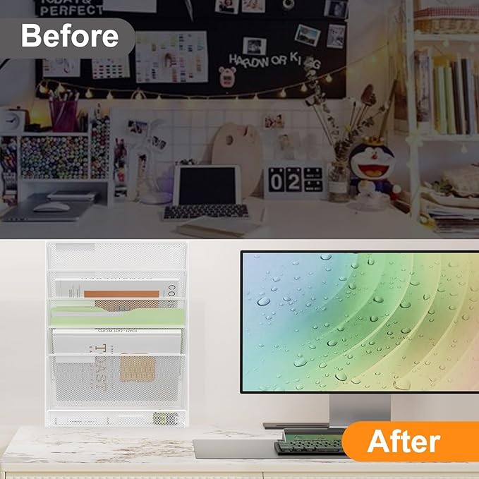 Kuntine.B Wall File Organizer Office Hanging Magazine Holder Wall File Organizer for Office Home - Image 3