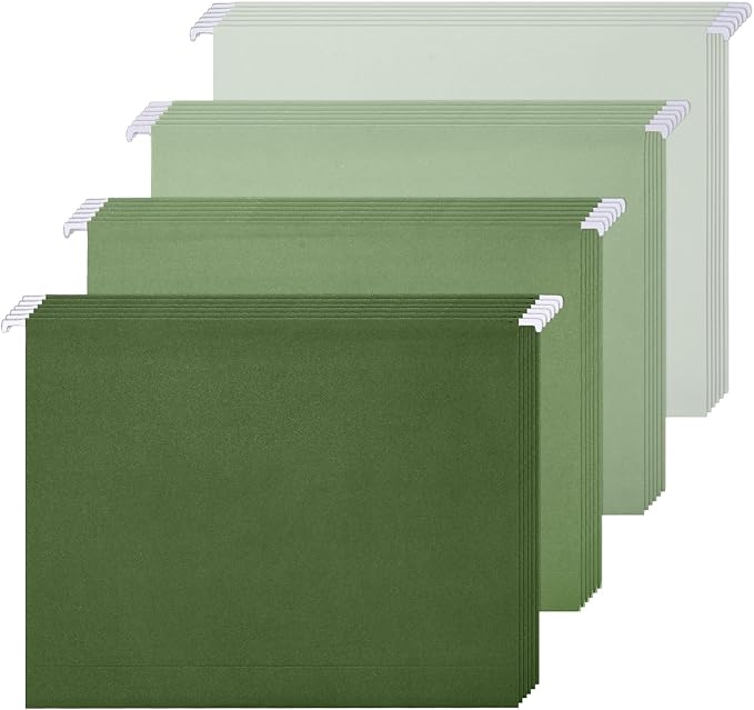 Whaline 36 Pack Sage Green Hanging File Folders Letter Size 4 Colors Green File Pockets with Tab for Home Office Classroom Supplies, 9.2 x 12.8 Inch by Whaline