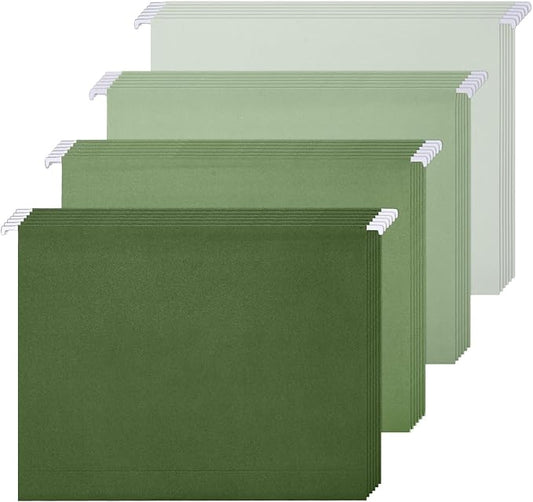 Whaline 36 Pack Sage Green Hanging File Folders Letter Size 4 Colors Green File Pockets with Tab for Home Office Classroom Supplies, 9.2 x 12.8 Inch by Whaline
