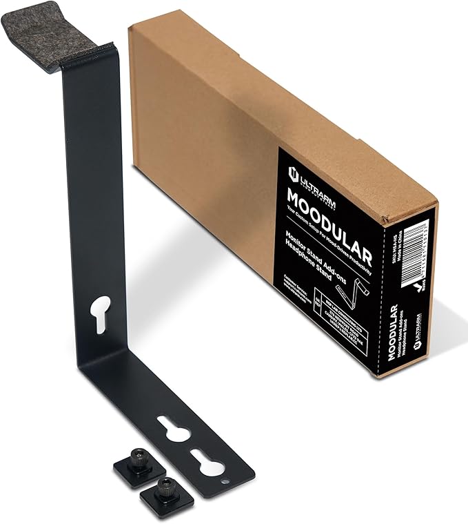 Moodular Headphone Stand Add-On for Slide Rails, Do Not Use Alone | Accessory Only, Dedicated Headphone Spot, Ergonomic & Accessible, Strong & Durable, Sleek & Minimalist, Black, MSA-HS by ULTRARM