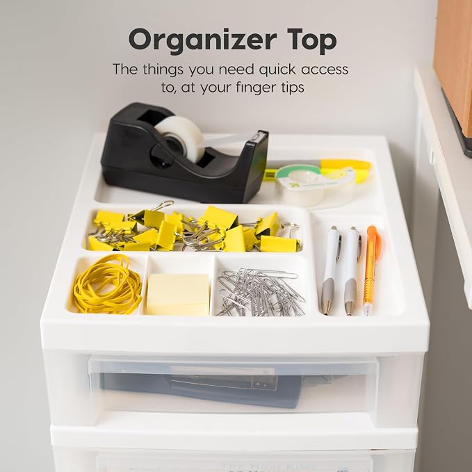 IRIS USA 6-Drawer Rolling Storage Cart, White/Clear | Keep craft supplies, office essentials, classroom items, and accessories organized with easy-access drawers for daily use - Image 6