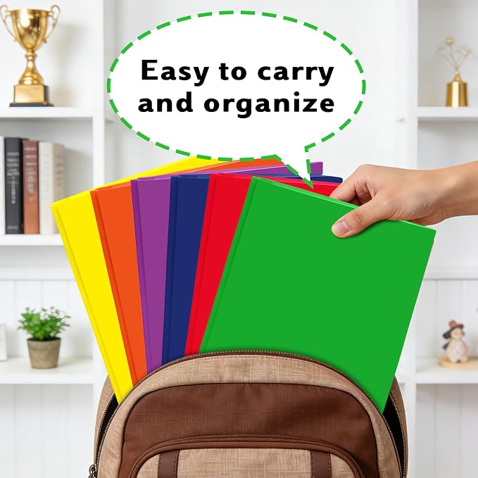 Plastic Folders with Pockets and Prongs (12 Pack,Multi-Colored),Fit Letter Size Paper,Business Card Slot,2-Pocket Folder for School Office or Home,Durable Acid-Free Poly,Back to School Supplies - Image 7