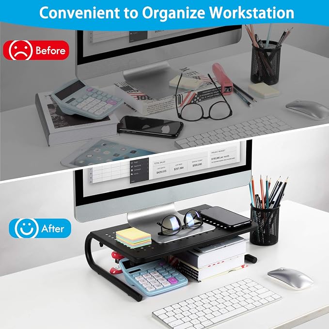 Monitor Stand - Monitor Stand Riser, Laptop Stand Riser for 15.6" Laptops, Computer Monitor Stand for 14.5 inch Screen, PC Stand, Printer Stand, for Home & Office - Image 2
