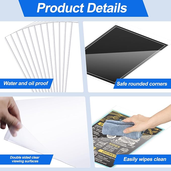 24 Pcs 11" x 17" Menu Cover, Rigid Print Protectors Double-Sided Clear Vinyl Menu Holder Heavy Duty Paper Sleeves Hard Plastic Poster Protector Sleeve for Page Sheet Photographs Document (24) - Image 3