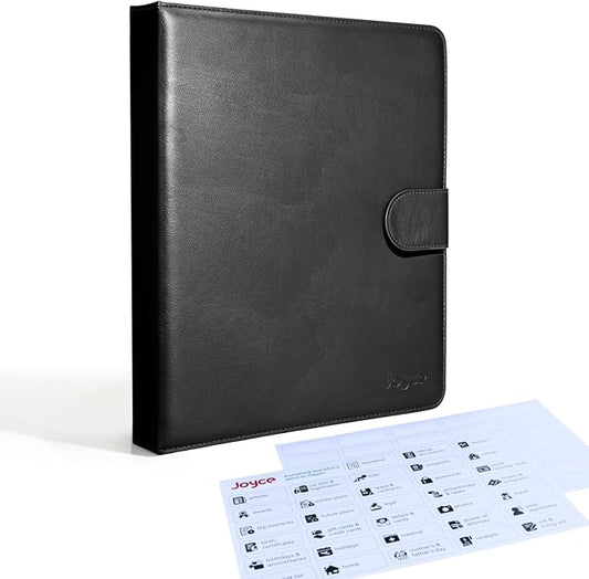 JOYCE Important Document Organizer 14 Expanding Pockets,Black | Waterproof leather binder with 13 Card Slots for Passports, Birth Certificates, Tax Files and Wills by FeaturedProducts