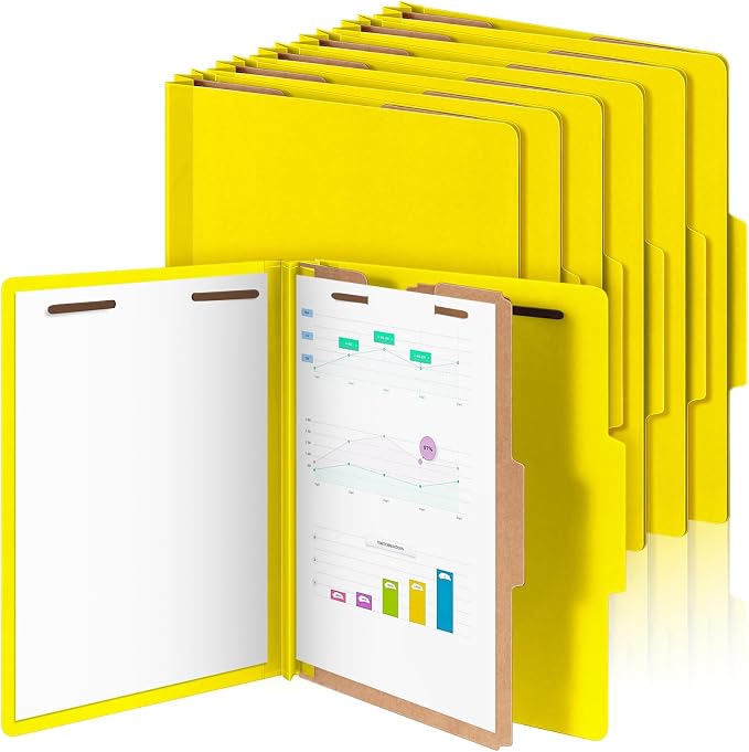 Skyygemm 12 Pcs Classification Folder Letter Size, 1 Divider,Yellow | Back to School Supplies, File Organizer with Fastener, Expanding File Organizer Bulk for Office Employee, Staff, Teacher by Skyygemm