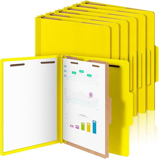 Skyygemm 12 Pcs Classification Folder Letter Size, 1 Divider,Yellow | Back to School Supplies, File Organizer with Fastener, Expanding File Organizer Bulk for Office Employee, Staff, Teacher by Skyygemm