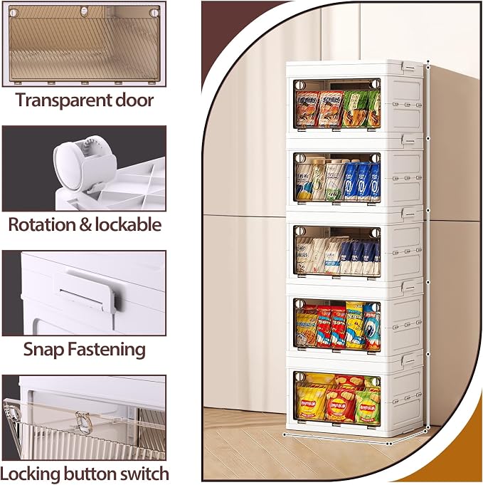 QudraKast 5-Tier Stackable Plastic Storage Bins - 23QT Stackable Storage Bins - Closet Organization and Storage, Suitable for Bedroom, Organization and Storage Boxes for Study, Toy Room, Office - Image 5