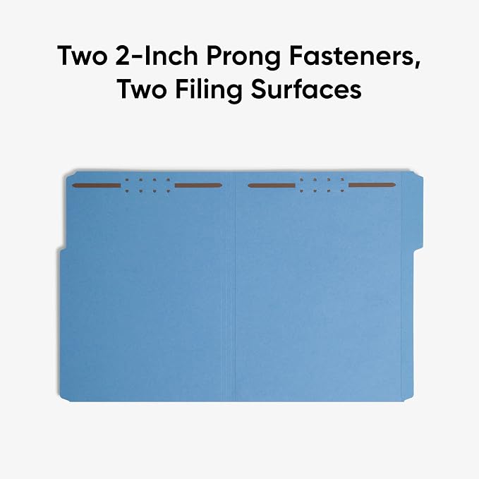 Smead Fastener File Folders, Reinforced 1/3-Cut Tabs, 2 Fasteners, Letter Size, Blue, 50 per Box (12040) - Image 6