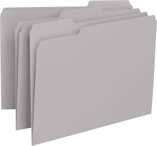 Smead Interior File Folder, 1/3-Cut Tab, Letter Size, Gray, 100 per Box, Expandable File Folders for Filing Cabinet by SMEAD