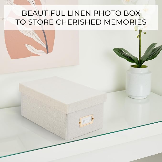 ZICOTO Decorative Photo Storage Box - Sturdy Linen Photo Organizer with Dividers is Perfect to Store Up to 850 Pictures and 4x6 Photos - Portable Scrapbook Storage Containers with Lid - Image 7