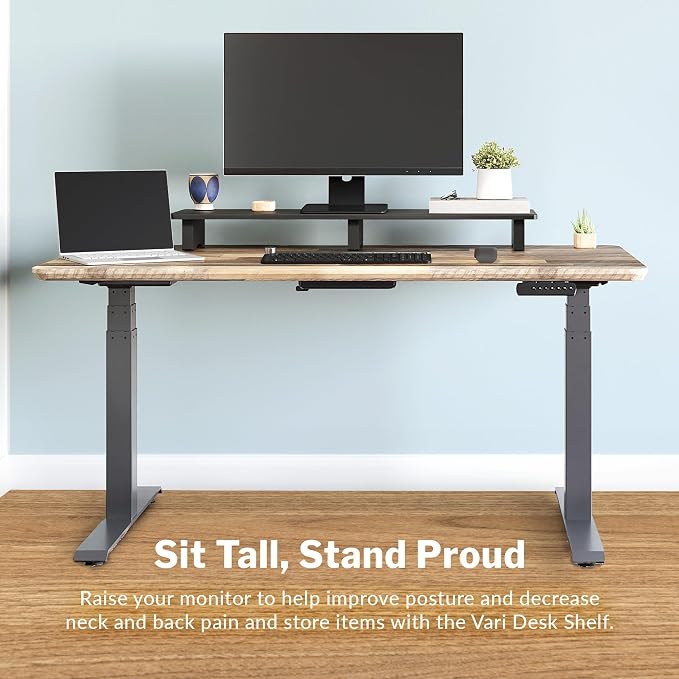 Vari Modern Monitor Riser - Large Dual Monitor Stand - Elevated Desk Shelf for Home Office Organization - Durable and Lightweight - Ideal for Computer and Gaming Setup - Black, 40”x10”x4” - Image 4