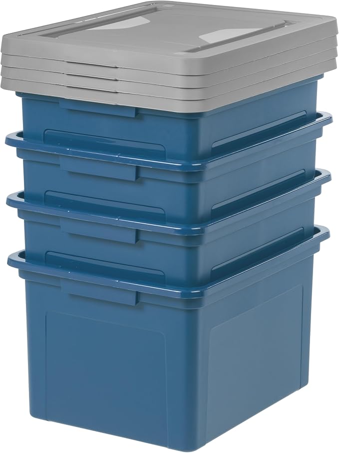 IRIS USA 35 Qt. Letter/Legal File Box with Latching Lid, Navy/Gray | Protect important documents, letter and legal files with secure storage for home offices, moving, and long-term organization - Image 10
