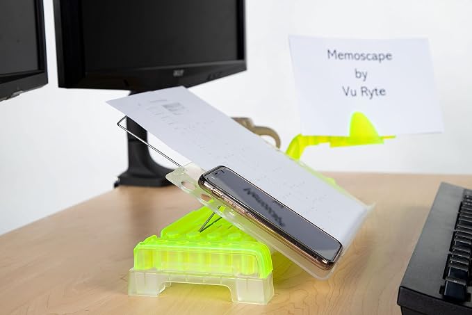 MemoScape Adjustable in-Line Document Holder for Typing | Reduce Neck Strain, Improve Focus, Boost Desk Organization/Workflow | Paper Holder Stand for Desk and Home Office - Chartreuse (VUR 3040) - Image 6