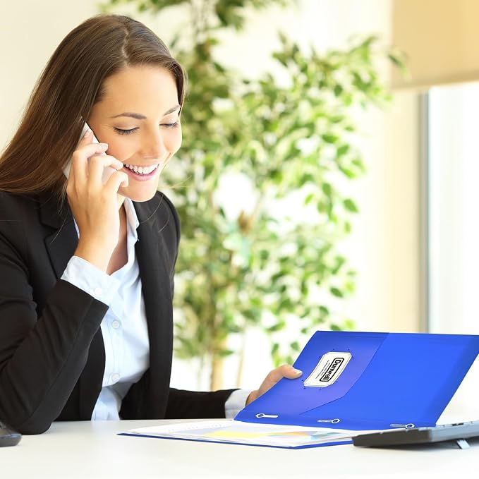 Dunwell Plastic 2-Pocket Folders with 3 Prongs, Blue, 12 Pack | Durable Acid-Free Poly with Fasteners, Long-Term School & Office Use, Labels Included - Image 7