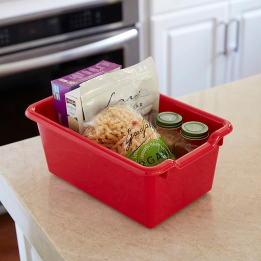ECR4Kids Scoop Front Storage Bin, Multipurpose Organization, Red, 5-Piece - Image 7