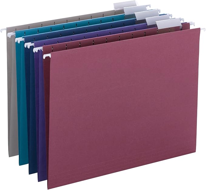 Smead Hanging File Folder, 1/5-Cut Adjustable Tab, Letter Size, Assorted Colors, 25 per Box (64056) - Image 2