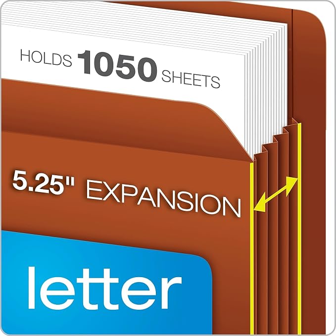 Pendaflex 95363 Heavy-Duty End Tab File Pockets, Straight Cut, 1 Pocket, Letter, Brown (Box of 10), Red - Image 4