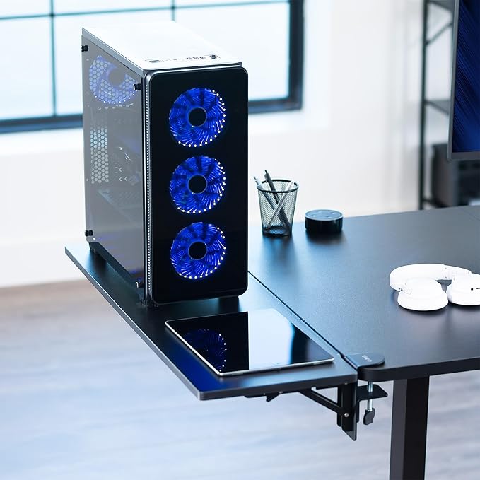 VIVO Black Clamp-on 36 x 12 in Desk Extender, DESK-EXT36 | Foldable, Wrist Support Arm Rest, Office Keyboard Tray, Side Table Extension Attachment - Image 3