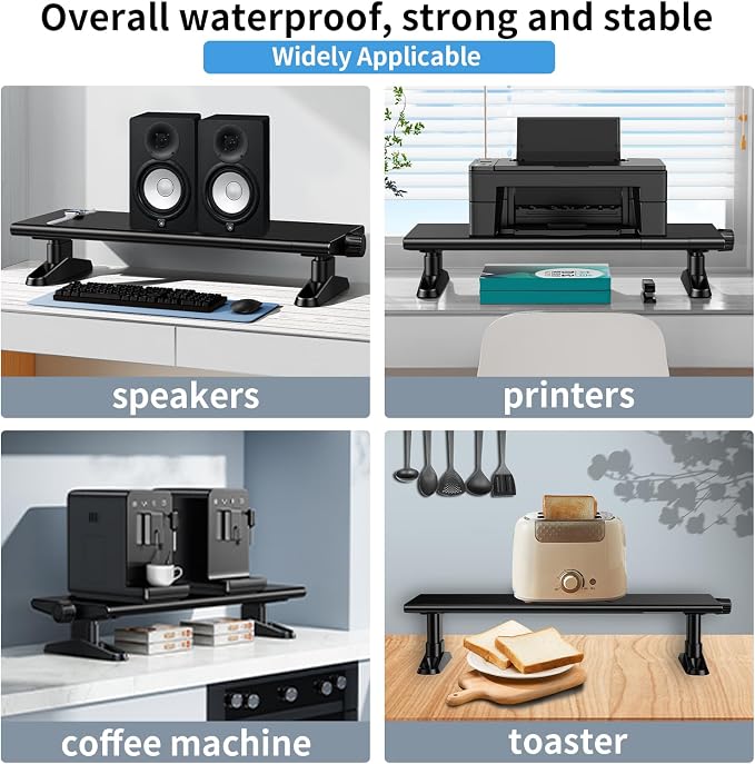 Computer Monitor Stand Riser for Desk,4.4-5.7 Inches Freely Height Adjustable with Cellphone Holder,Multi-Purpose Desktop Organizer Monitor Stands Riser for Computer,Laptop,Printer,TV (BLack) - Image 6
