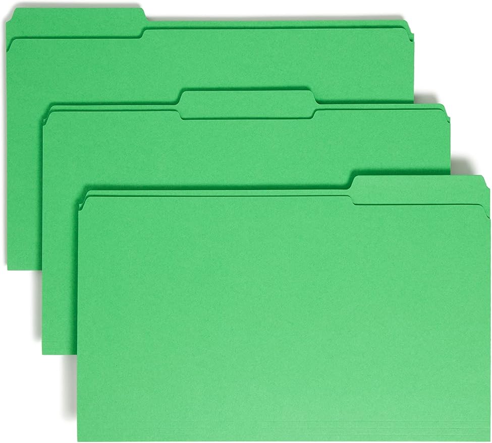 Smead File Folder, Reinforced 1/3-Cut Tab, Legal Size, Green, 100 per Box (17134) by SMEAD