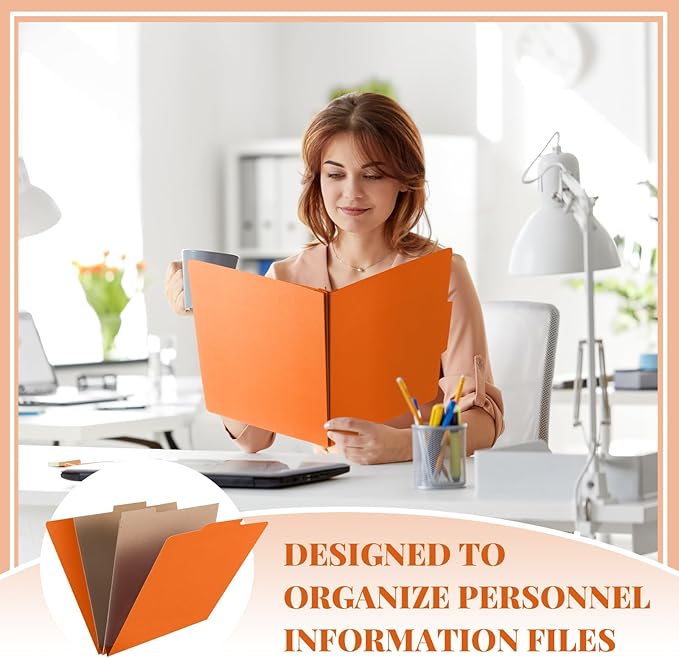 12 Pcs Skyygemm Classification Folder Letter Size, 2 Pocket File,Orange | Back to School Supplies, File Organizer with Fastener, Expanding File Organizer Bulk for Office Employee, Staff, Teacher - Image 5