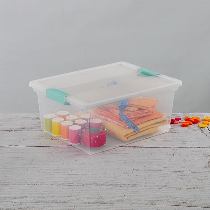 Sterilite Clip Box, Stackable Clear Plastic Bins- Deep, 16-Pack | Storage Containers with Latching Lids for Writing, Arts or Crafts Supplies - Home, Office, Classroom & Workshop Organization - Image 8