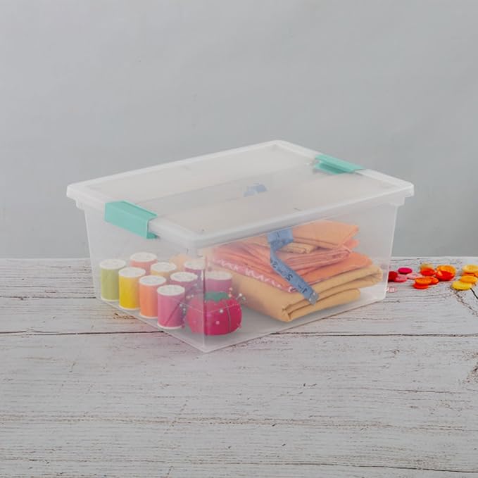 Sterilite Clip Box, Stackable Clear Plastic Bins- Deep, 12-Pack | Storage Containers with Latching Lids for Writing, Arts or Crafts Supplies - Home, Office, Classroom & Workshop Organization - Image 8