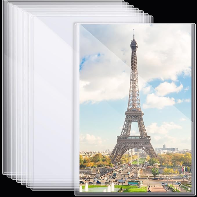 12 Pcs Poster Protector Sleeves 22 x 28 Inch, Clear Plastic Poster Sleeves Frame, Waterproof Rigid Print Sheet Protectors for Art Portfolio Storage, Wall Display, Magazines, Photos, Papers by Henoyso