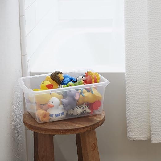 ECR4Kids Scoop Front Storage Bins, Multipurpose Organization, Clear, 25-Piece - Image 11