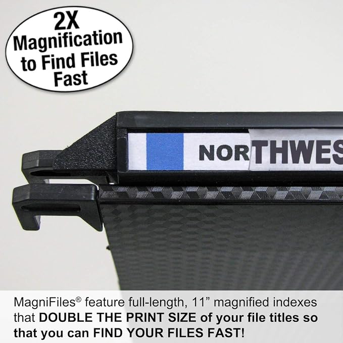 Ultimate Office MagniFile V-Bottom Hanging File Folders, Set of 10 Black | 11" Magnified Lens DOUBLES The Size of File Titles to FIND FILES FAST and Allows for Longer File Descriptions. Letter Size - Image 3